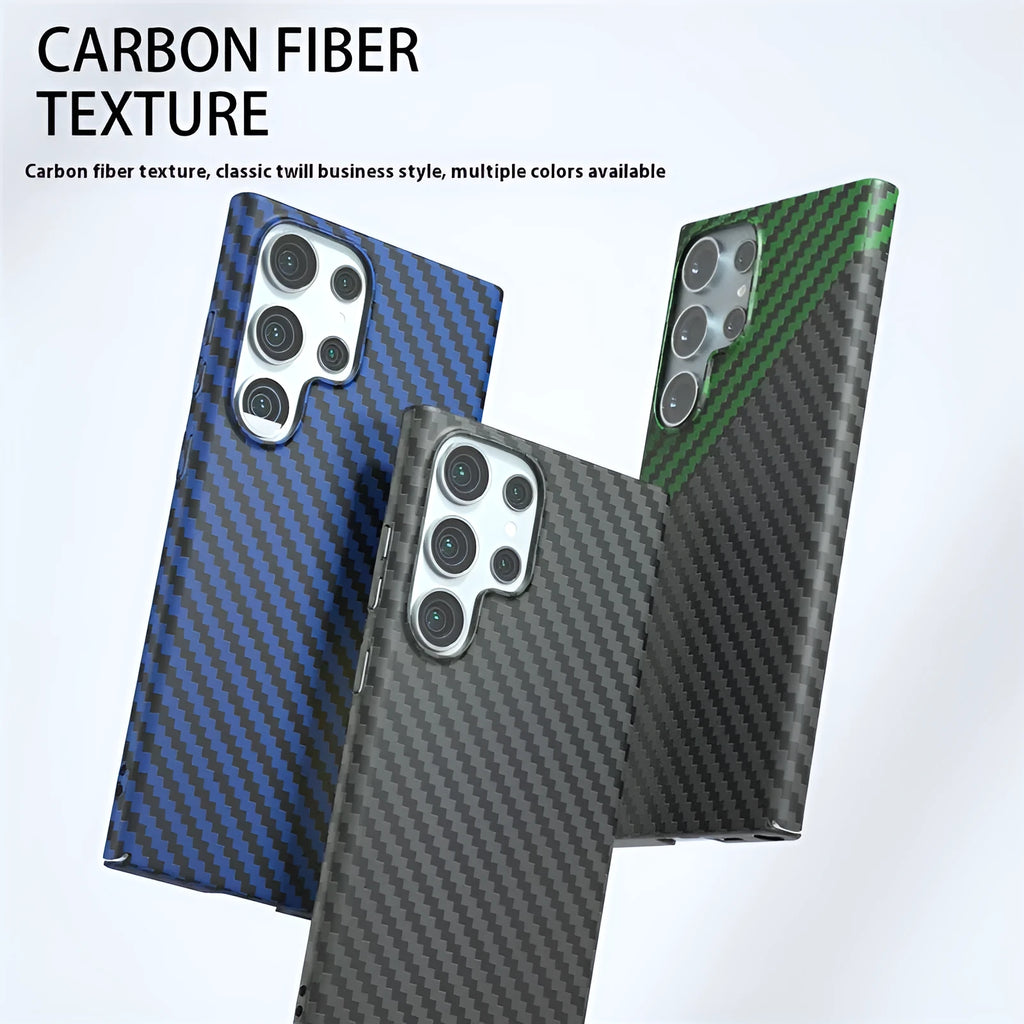Samsung anti-wear carbon fiber PC phone case in black with contrast colour accents