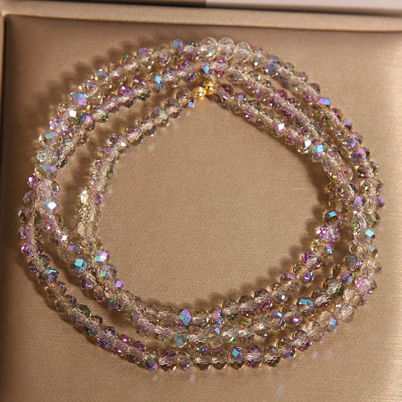 New Chinese style multi-layer champagne crystal bracelet for women with three circles of crystal beads