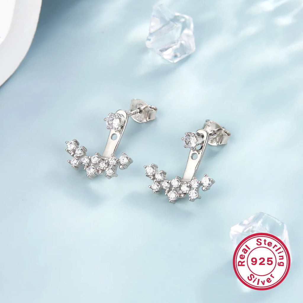 925 silver smile earrings with diamond-embedded design, U-shaped geometric silhouette, Style 1