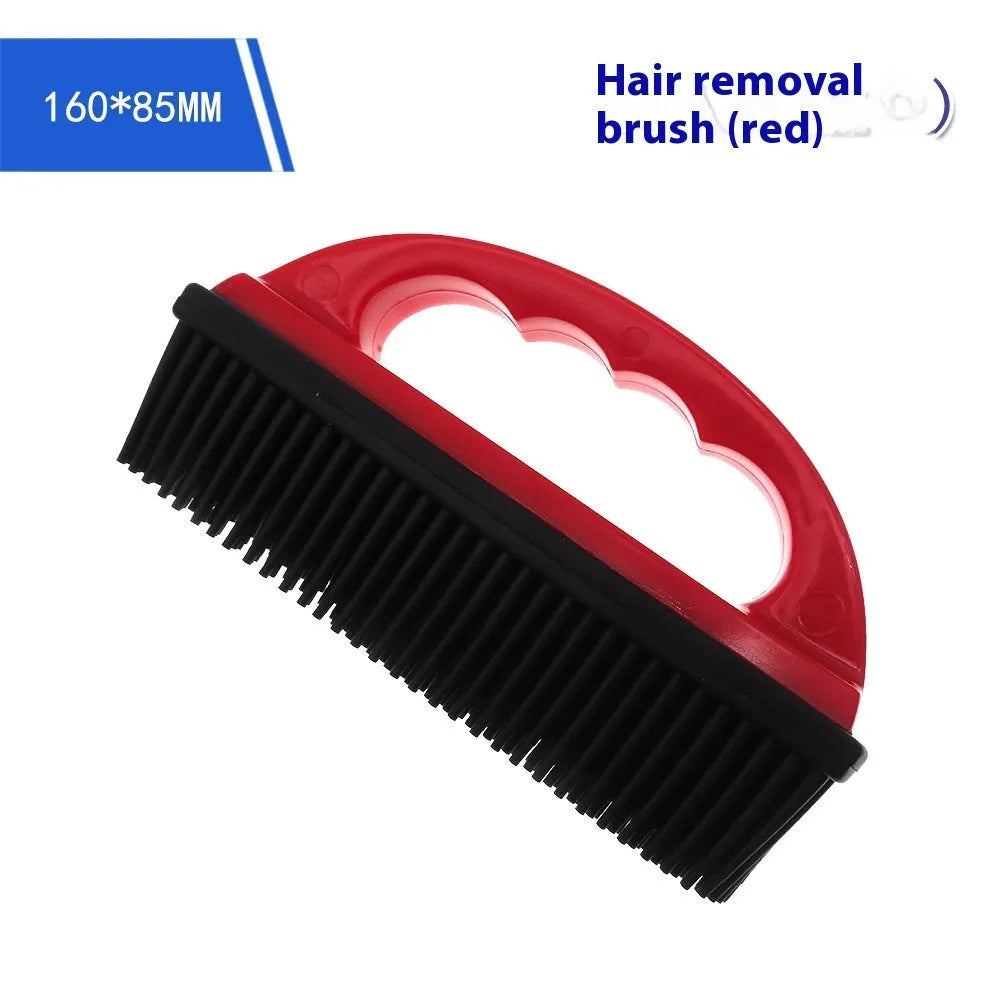 Red silicone pet grooming brush for hair removal measuring 160mm by 85mm