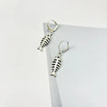 Fishbone design pendant necklace and matching earrings set with adjustable chain