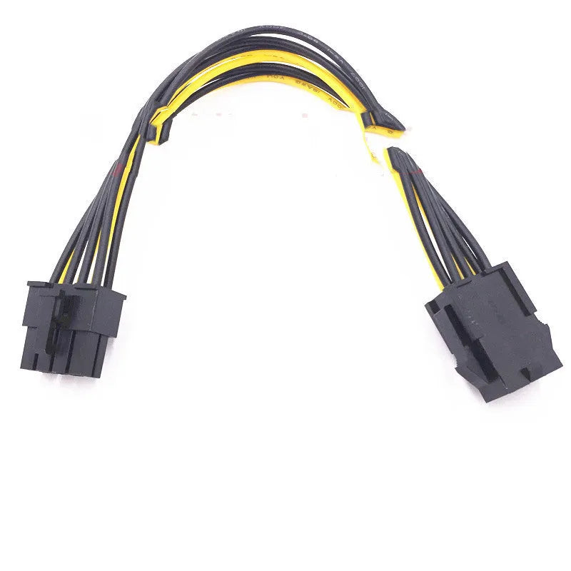 6P to 8P graphics card power extension cable with 20cm length and black connectors