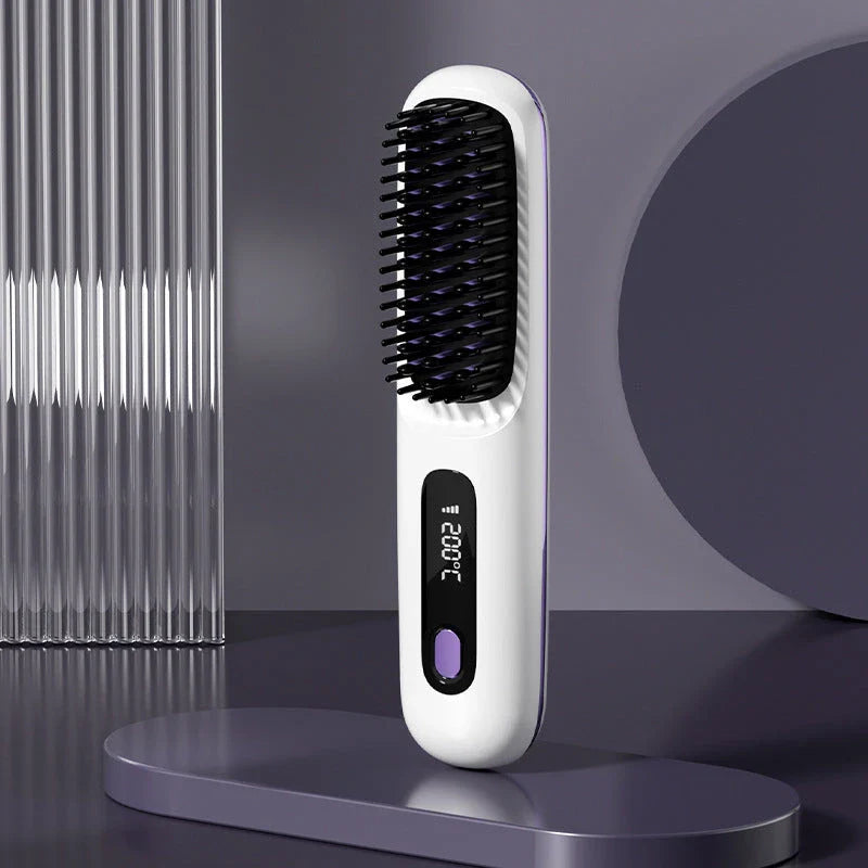 Cordless Hair Straightener Brush with Wireless Design, Advanced Heating Technology, and High-Capacity Battery for Effortless Salon-Quality Styling