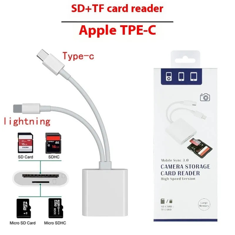 Universal converter with card reader interface, Type-C Lightning USB 2.0, ABS shell, 142x11x40mm