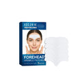 Pack of five white forehead skincare patches on non-woven fabric for moisturising treatment.