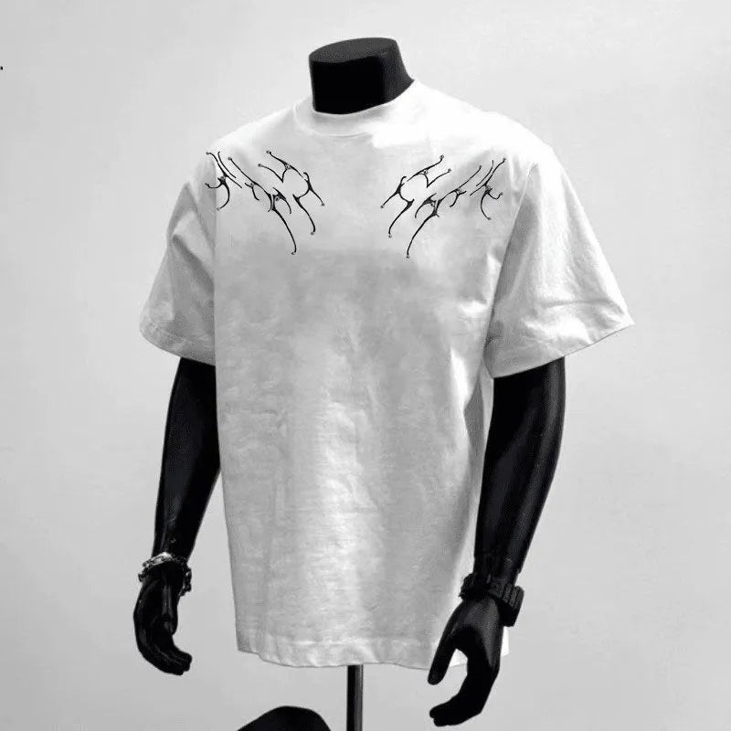Men's loose fit pure cotton printed t-shirt in black or white colours