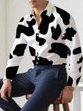 Men's Hawaiian style long sleeve shirt with floral pattern, loose cardigan fit