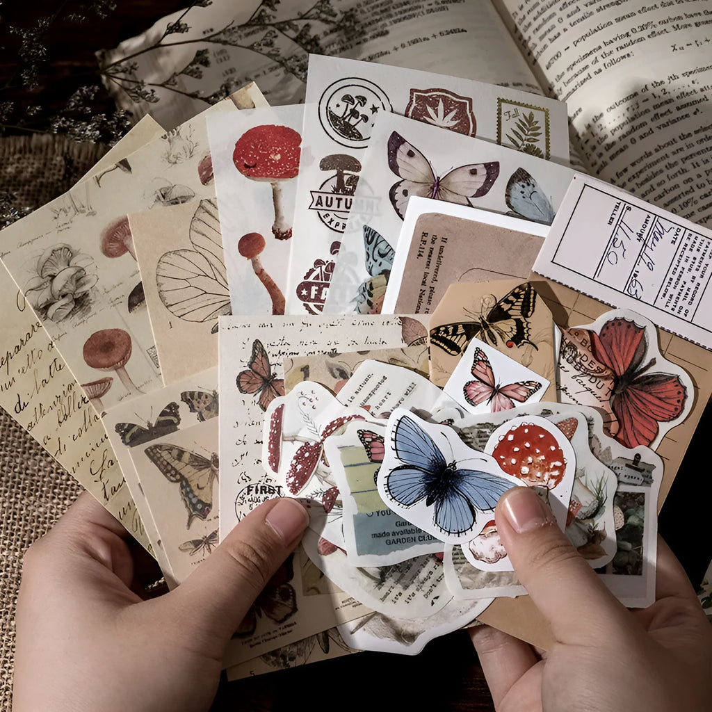 Retro room hand account material set with 6 styles 30 patterns and DIY pillow box packaging
