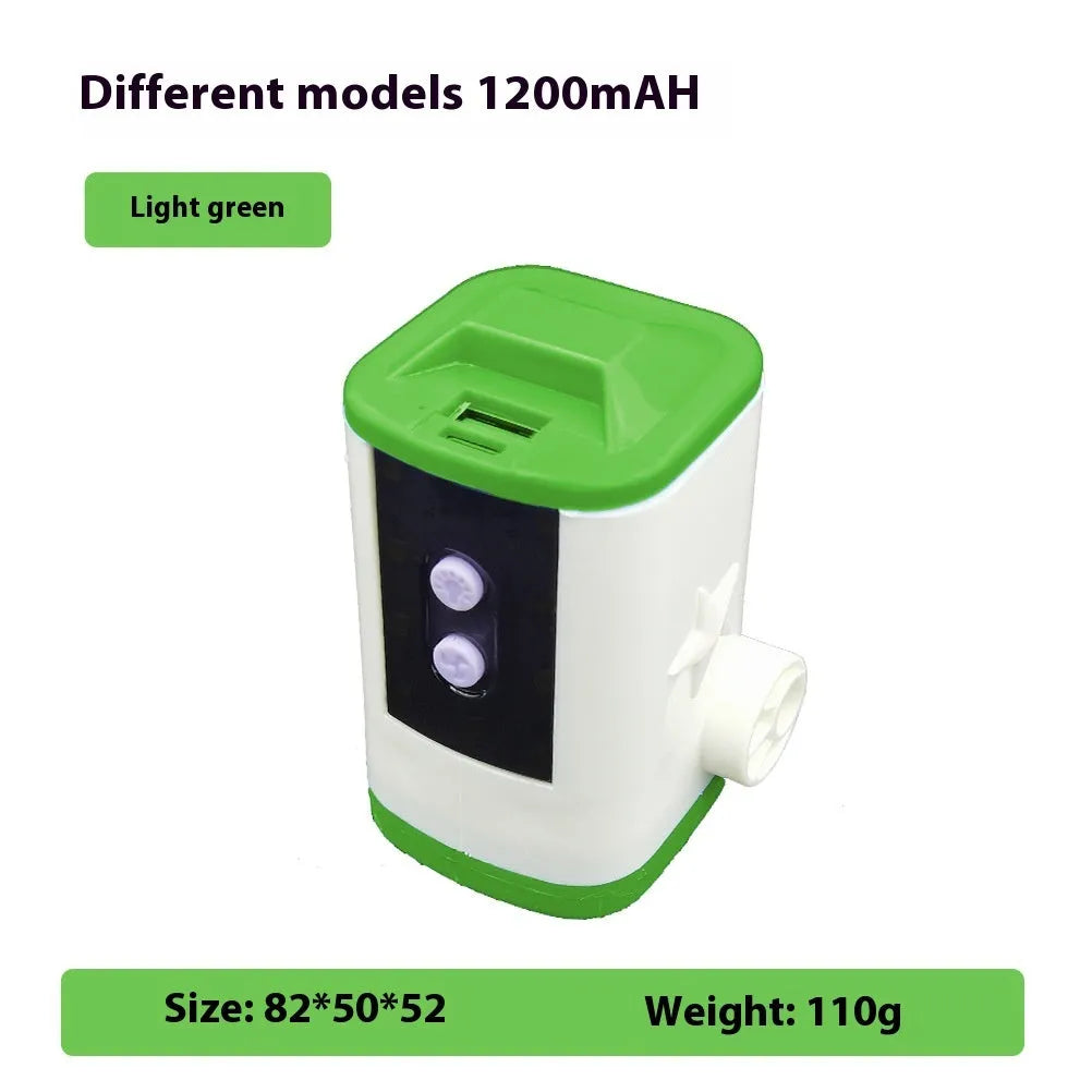 Compact multifunctional camping air pump with integrated LED light and USB charging port
