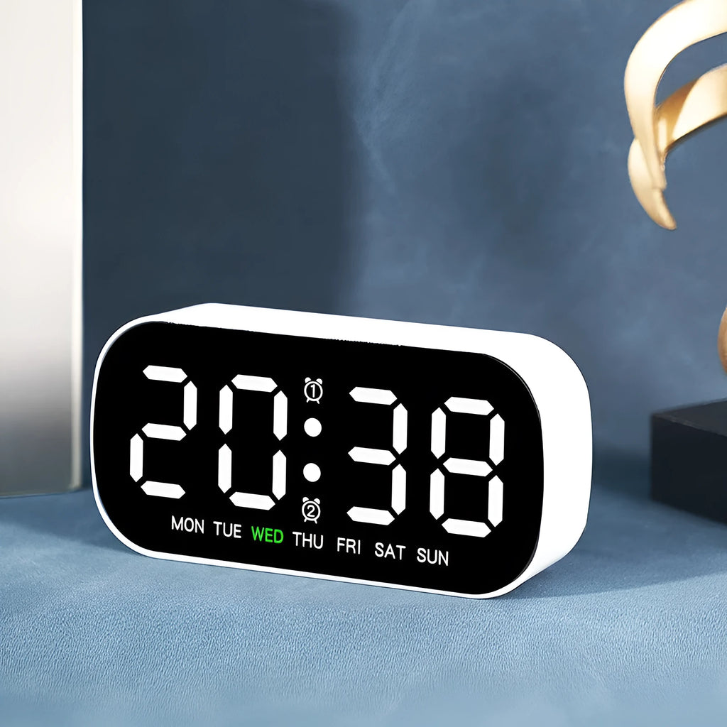 Electronic clock simple multi-purpose alarm clock LED digital plastic shell 10mm white colour