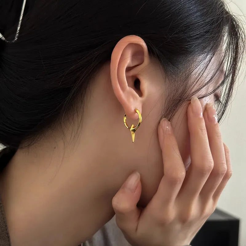 Women's geometric star ear clips with copper white gold electroplated finish and personality temperament design