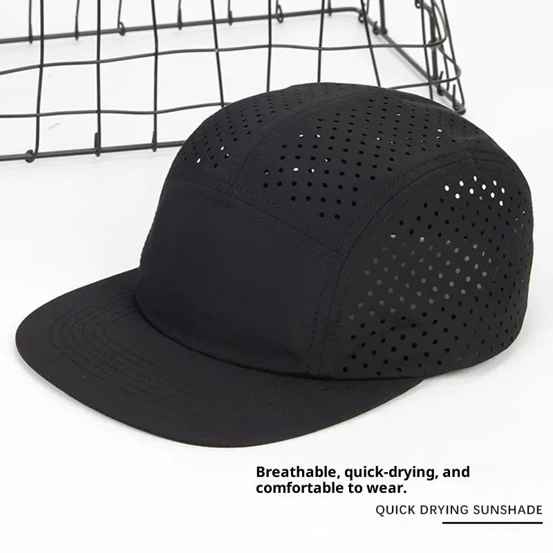 Cycling fishing sun protection dome cap in beige polyester fabric with hollow-out ventilation