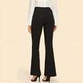 High waist black flared pants for ladies in cotton polyester blend fabric, professional style