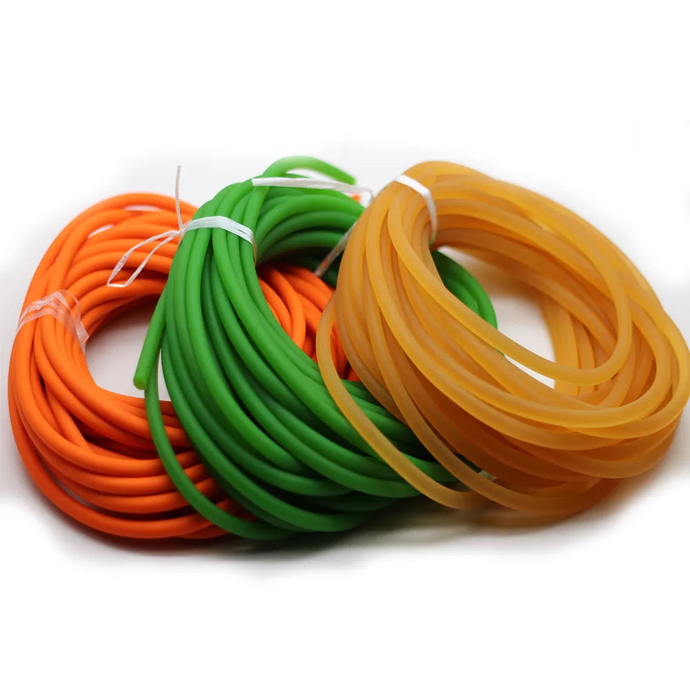 Solid fluorescent latex rubber tube 2mm to 8mm round band in red apricot green blue orange pink black