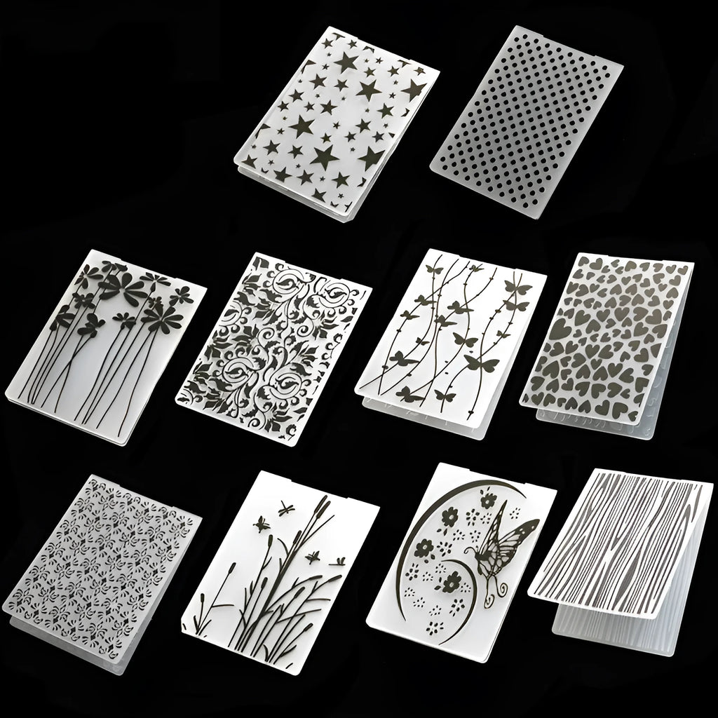 Plastic cake decorative mould set showing windmill, star and butterfly shapes for sugar craft