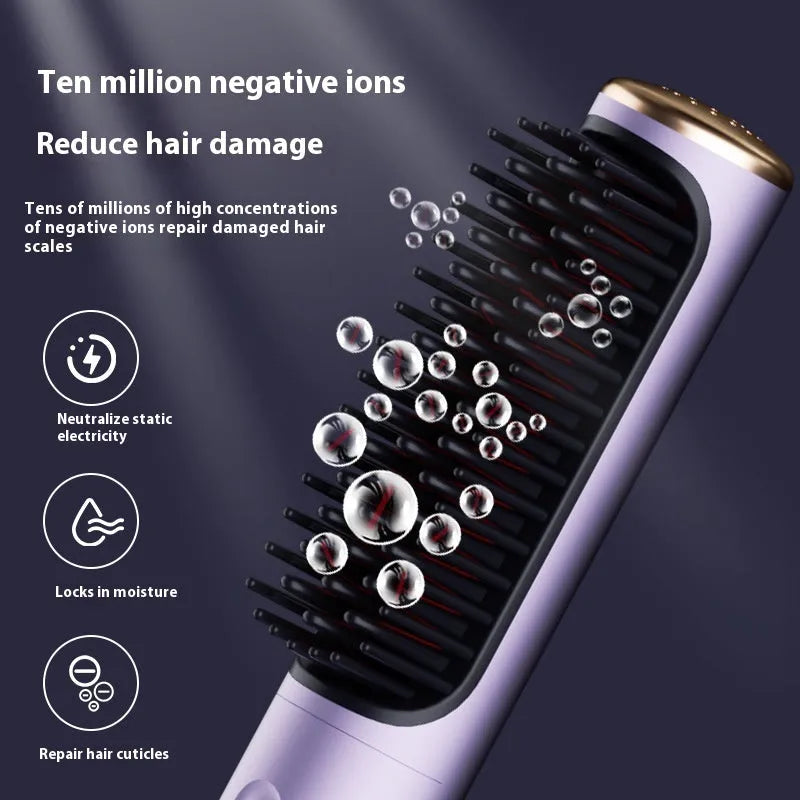 Wireless straight comb with anion technology for curling and straightening hair