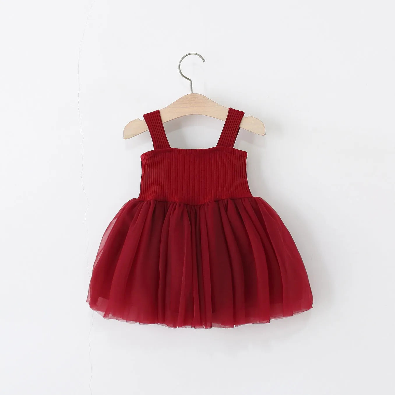 Girls sleeveless solid colour polyester sling dress in pink, sizes 80-120 for heights 75-105cm