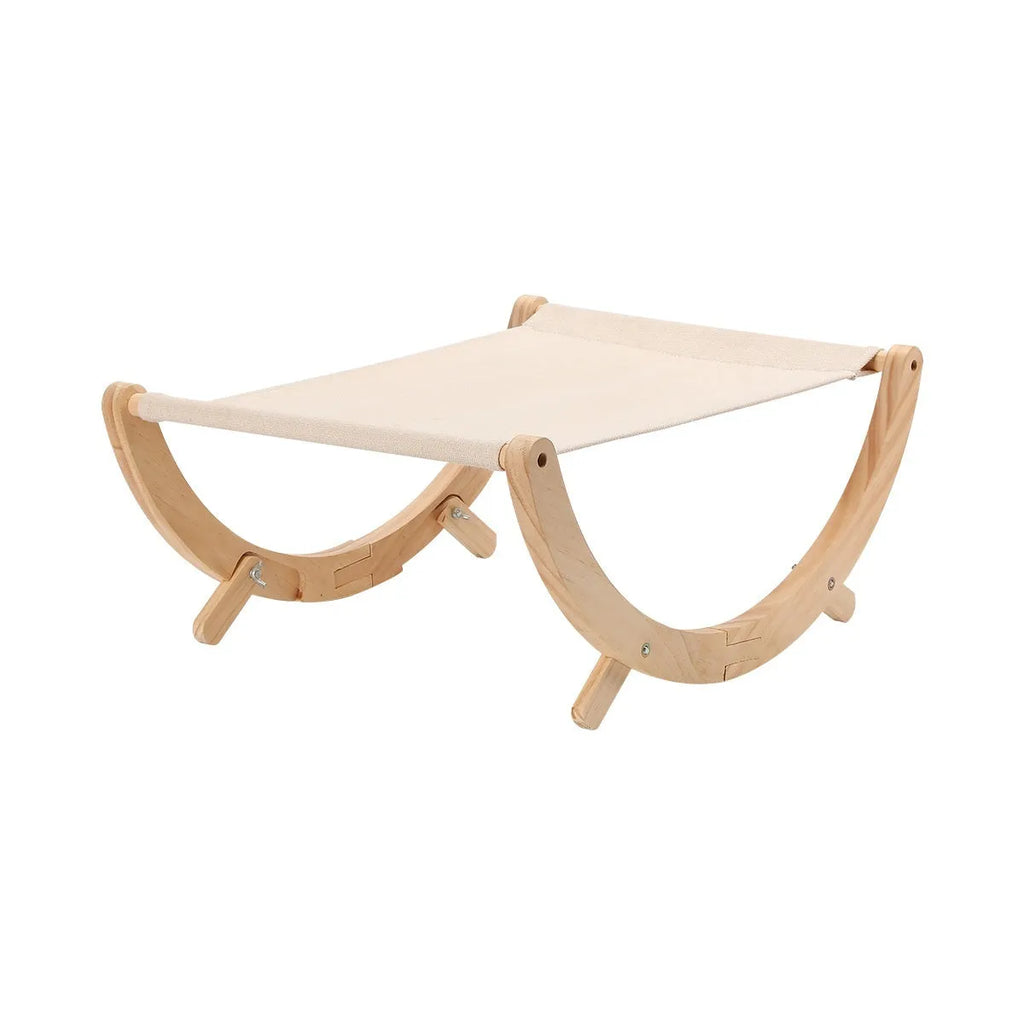 Solid wood foldable cat shaker bed hammock with canvas plush cushion