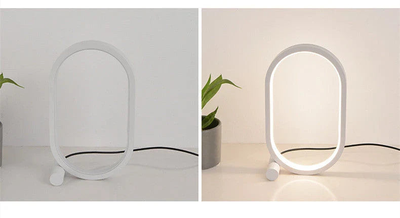 Oval acrylic desk lamp with touch controls, USB charging, and energy-efficient LED lighting