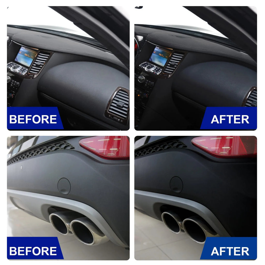 Car plastic interior renovation spray bottle with yellow sponge applicator for dashboard and trim restoration
