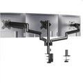 Black three-arm gas spring monitor mounting arm for computer screens up to 27 inches.