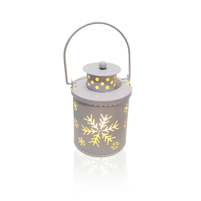 Nordic-style wrought iron Christmas LED candle lantern in green, white, or red colour options