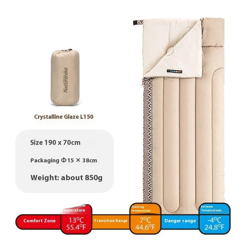 Four seasons adult camping sleeping bag with storage bag in three colour options
