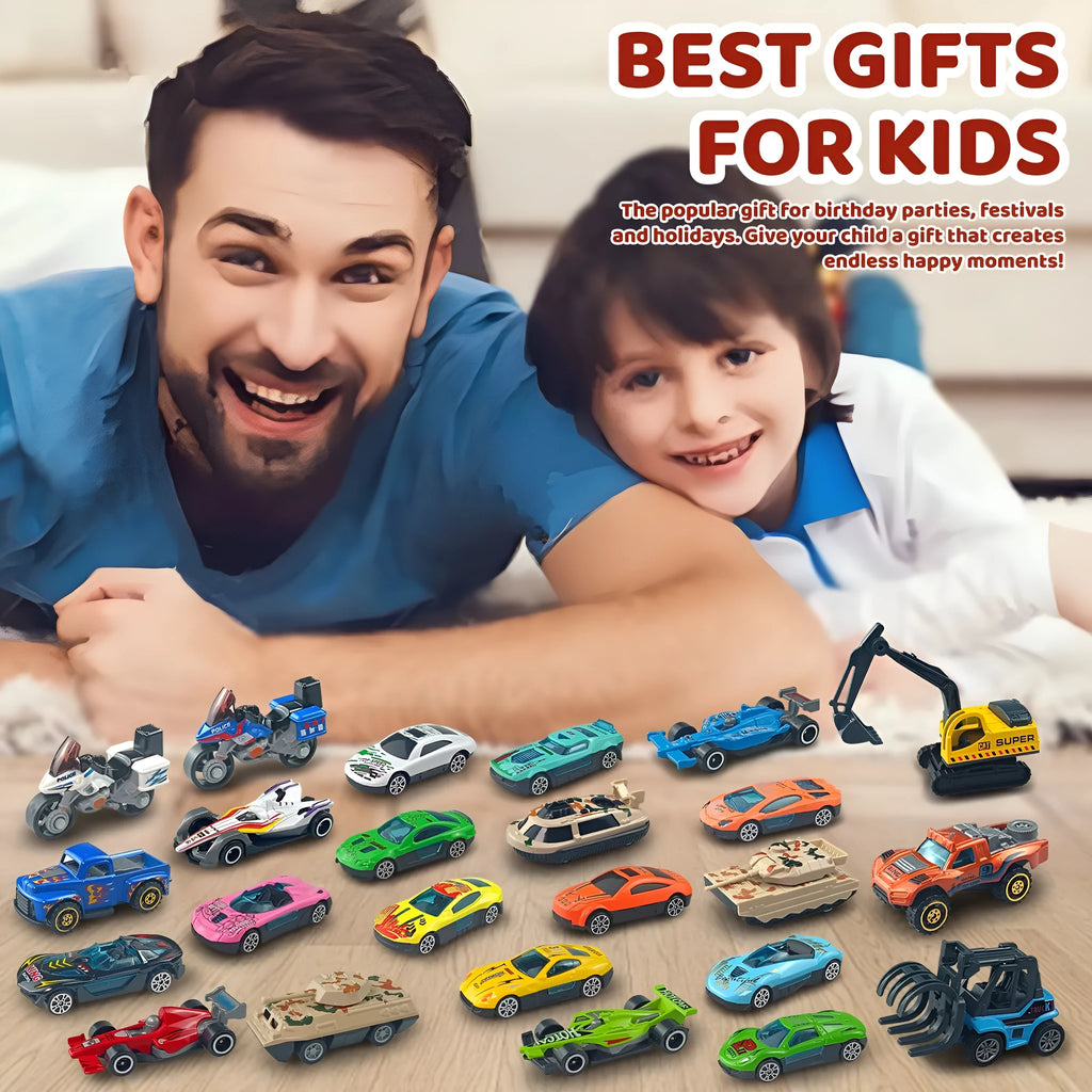 Christmas advent calendar blind box with 24 alloy sliding car models in colour SZ303 for children