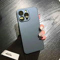 Ultra-thin frosted PC phone case in Haze Blue compatible with iPhone models