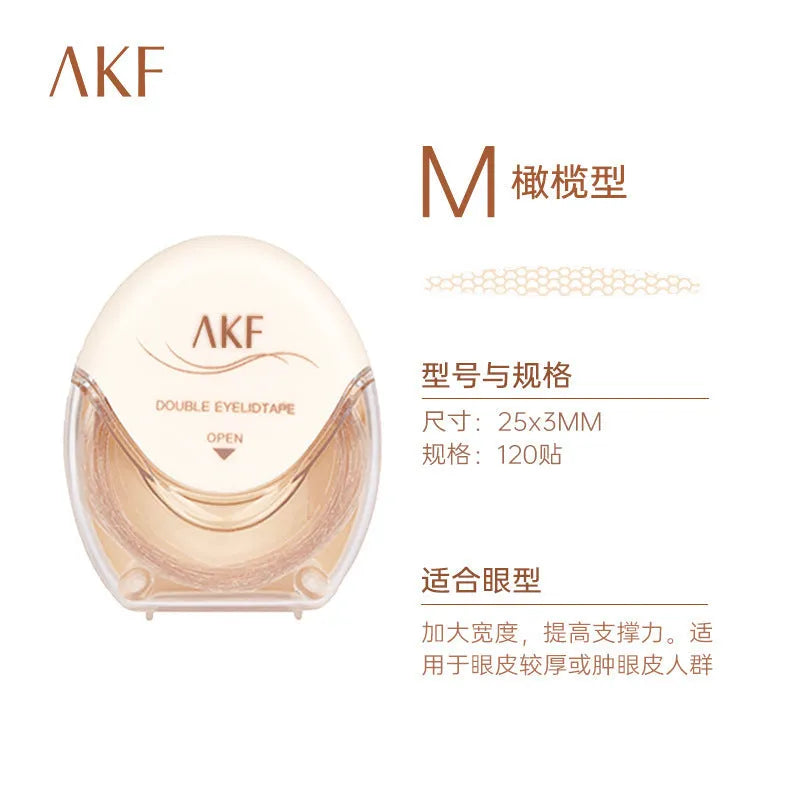 Roll of 120 invisible lace-textured double eyelid stickers in choice of Crescent or Olive shapes.