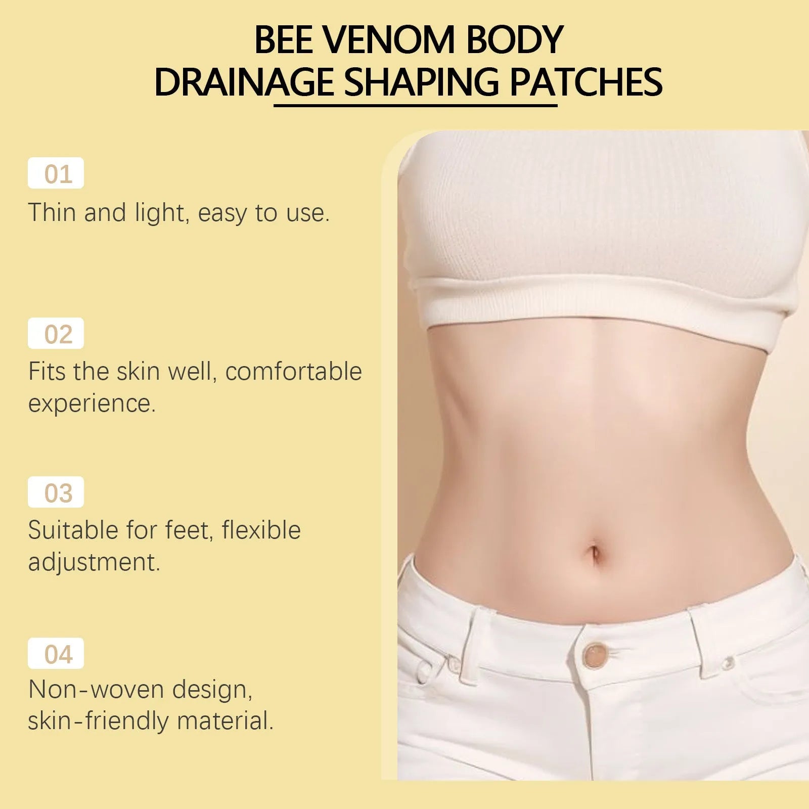 10-piece slimming care foot patch pack with bee venom and mugwort ingredients