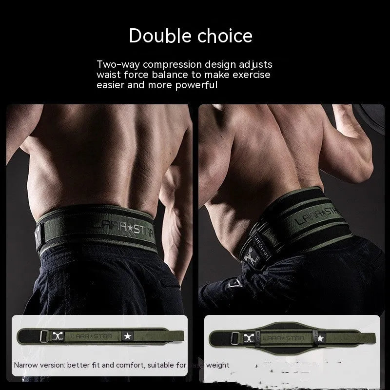 Fitness belt for men in army green with lumbar support design for gym weight equipment use