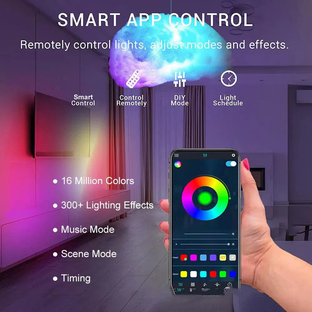 RGB Phantom Thundercloud LED Cloud Light plastic USB powered with remote control indoor ambiance