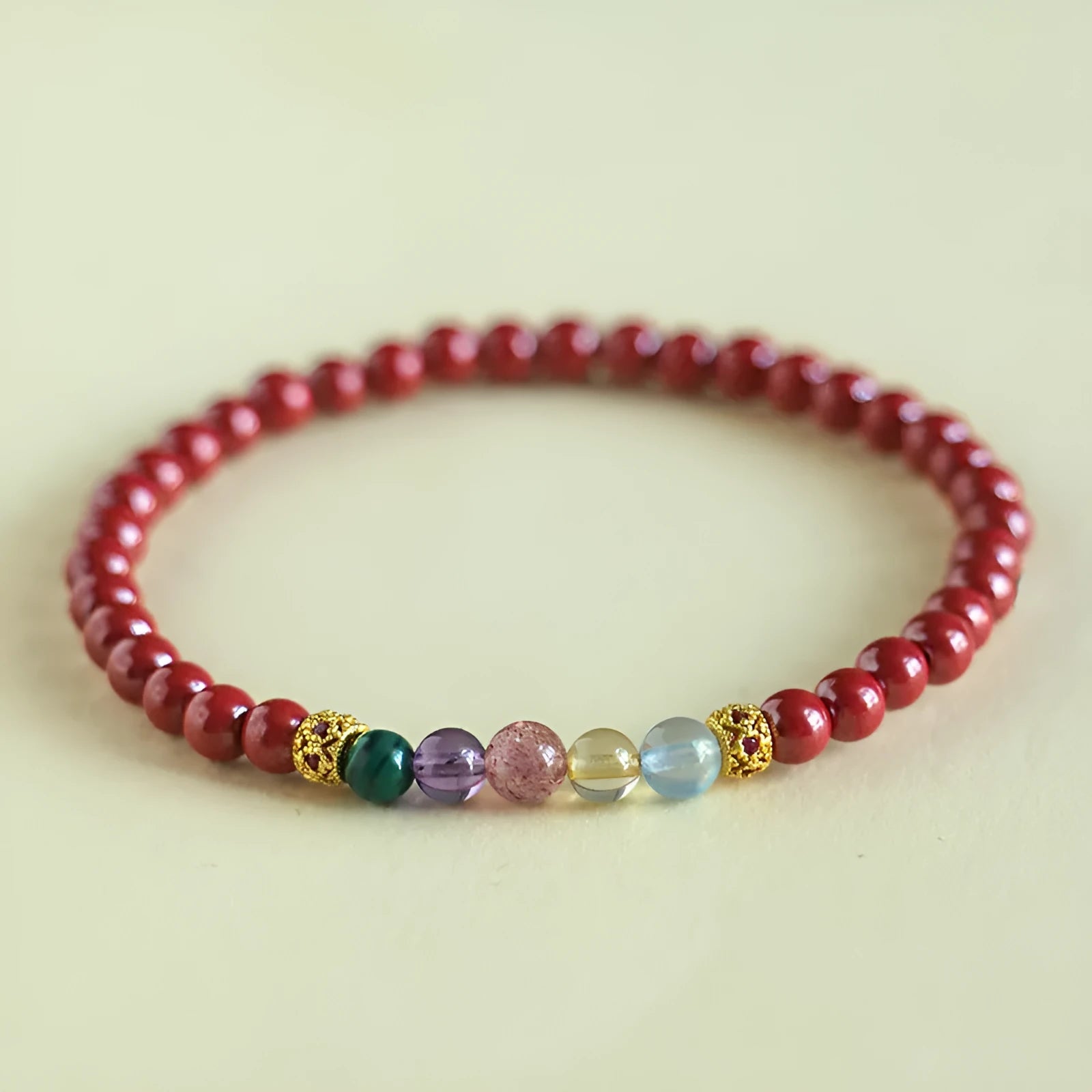 Handcrafted purple gold sand crystal couple bracelet with adjustable string in 4mm or 6mm bead sizes