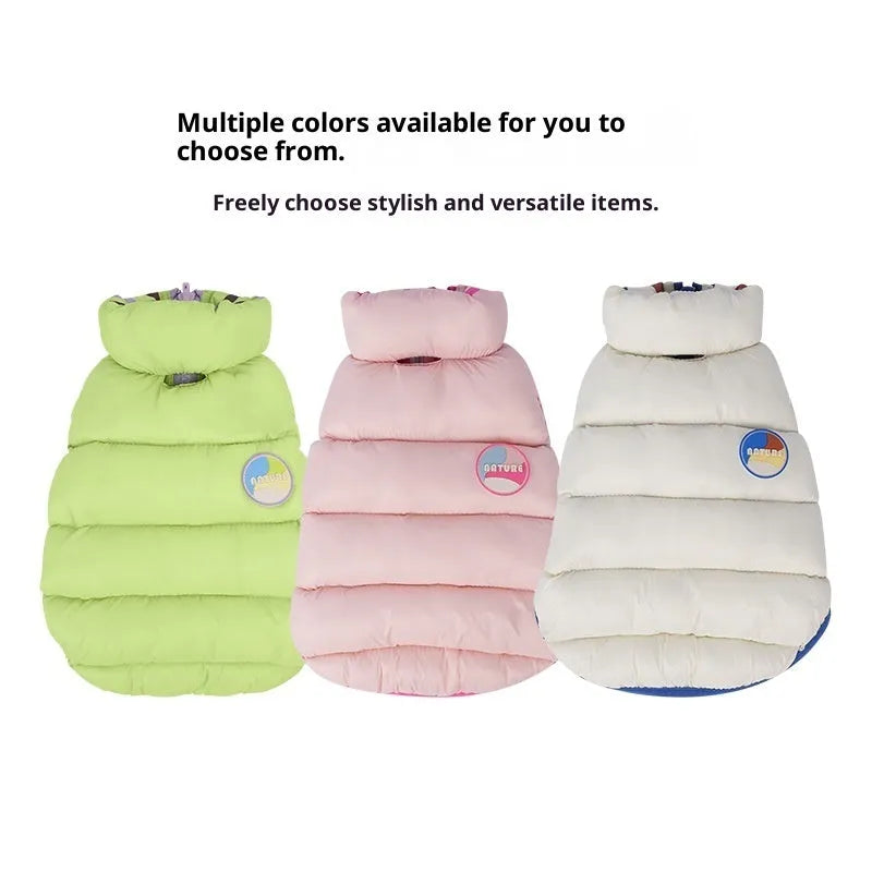 Pet cat dog autumn winter vest candy colour double-sided cotton-padded polyester clothing in green purple colour on pet