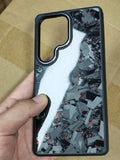 Carbon fiber forged large grain phone case for Samsung Galaxy in black, slim protective case with textured finish.