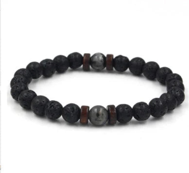 Premium men's black volcanic stone bracelet with unique, durable design and adjustable fit