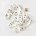 Unisex cotton baby long johns with penguin print, long sleeves and pants, 73-140cm