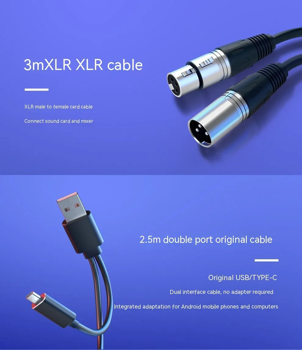 AM8 dynamic noise reduction microphone in black with XLR cable and base