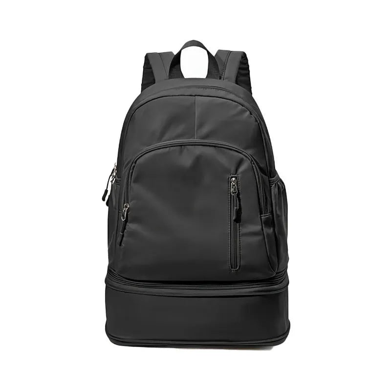 Women's casual waterproof backpack in solid colour with contrast stitching and adjustable shoulder straps