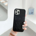 Tide brand imitation leather mobile phone case with card slot for iPhone, shown in various colours.