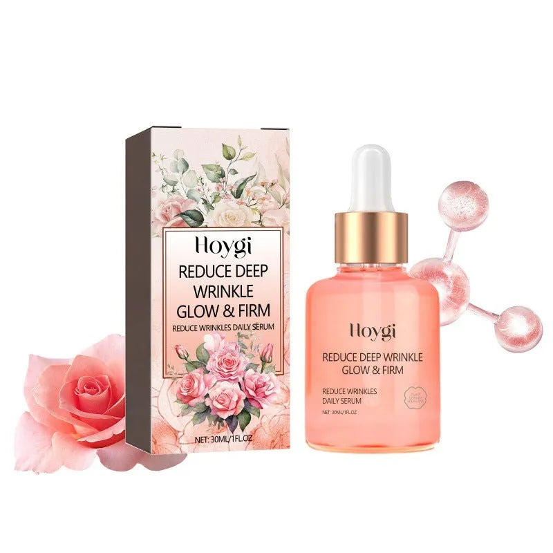 30ml bottle of rose essential oil for skin care, targeting fine wrinkles, brightening and firming.