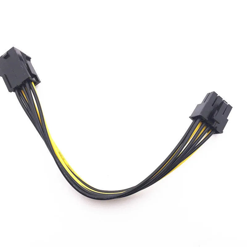 6P to 8P graphics card power extension cable with 20cm length and black connectors