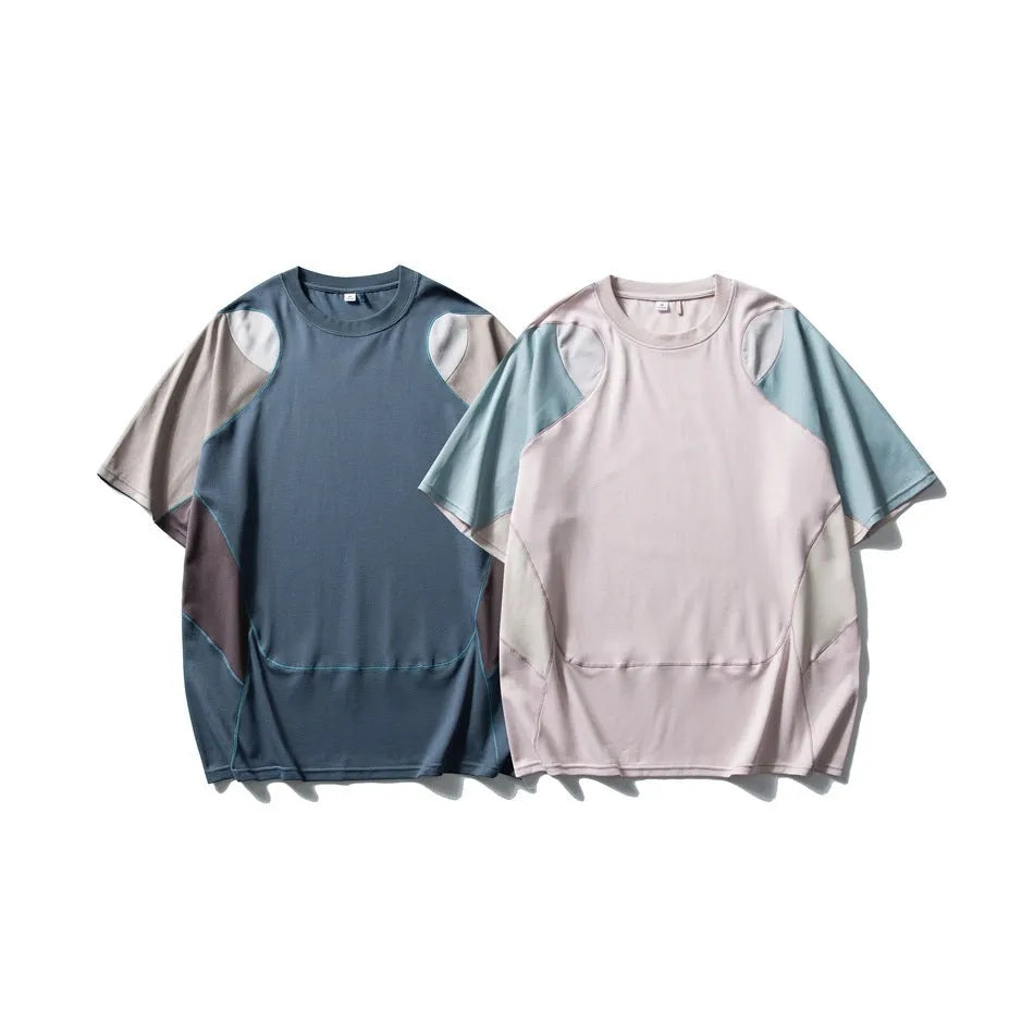 Men's loose fit cotton blend sports T-shirt with short raglan sleeves in solid colour