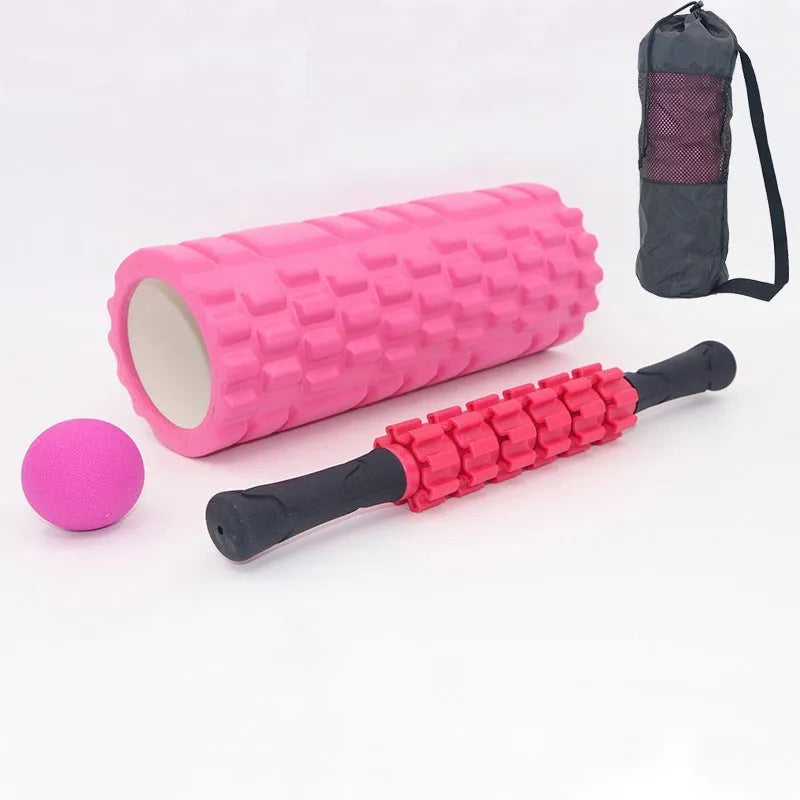 33cm black fitness foam roller massage stick on a plain background.