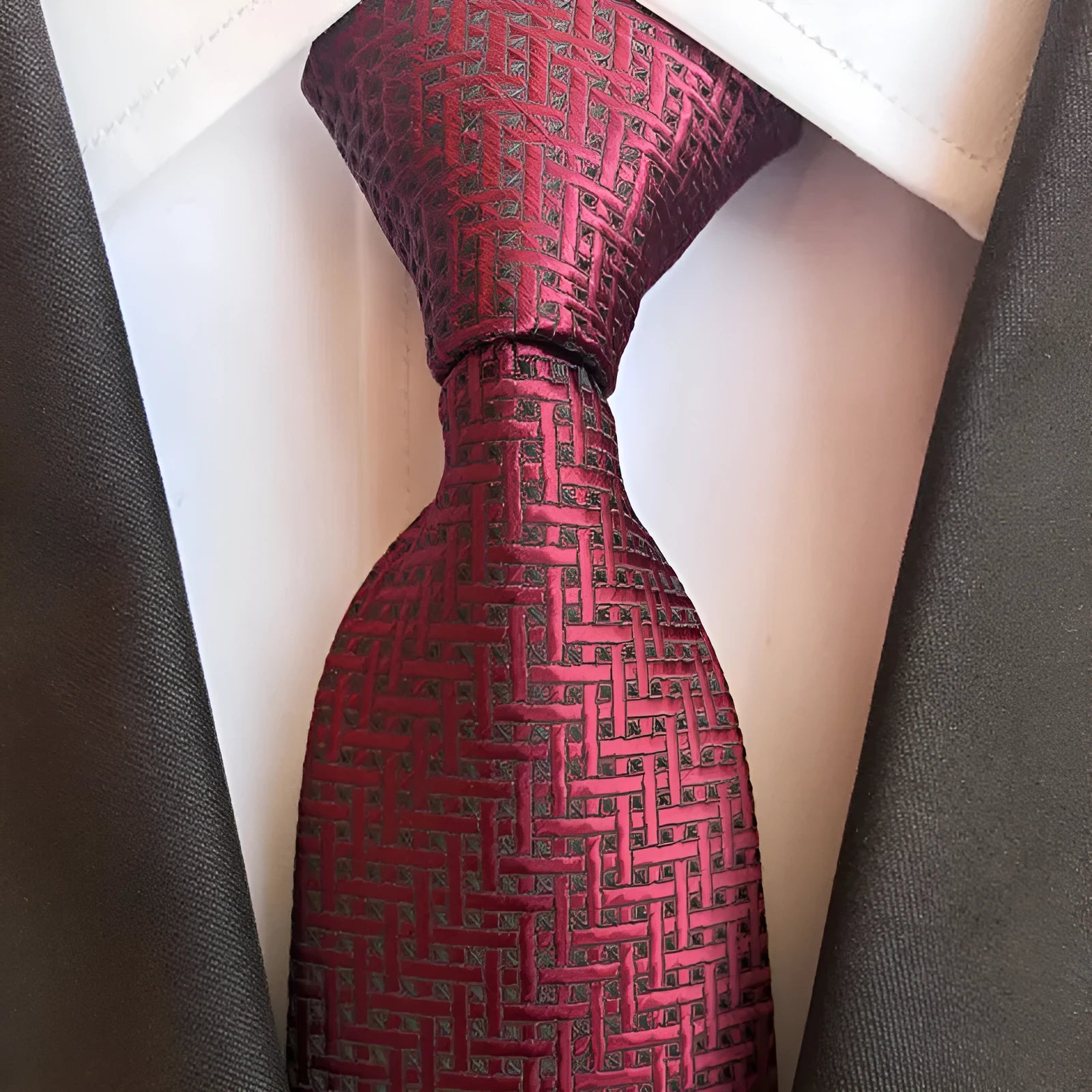 Men's polyester tie scarf and cuffs three piece set in coordinated colours for formal wear