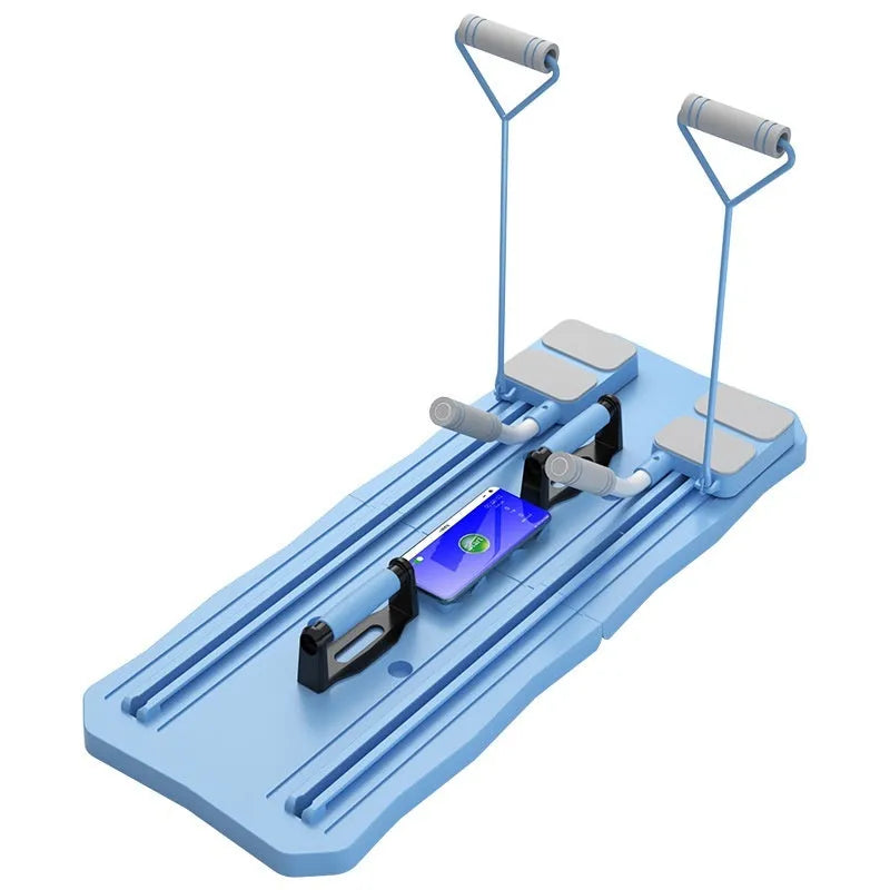 Multi-functional fitness board abdominal wheel equipment in blue colour for home workouts