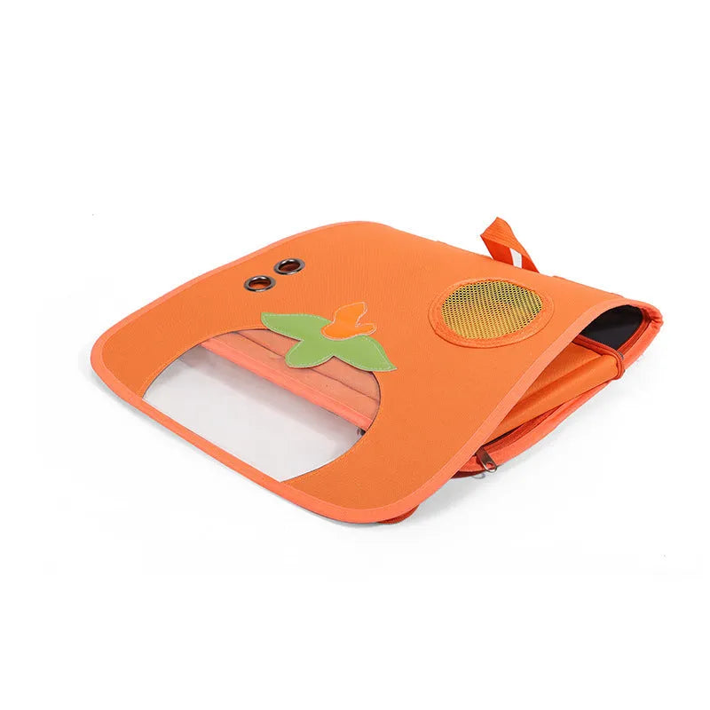 Cartoon cat backpack in nylon, holds 6.50kg cat, available in white, black, or orange