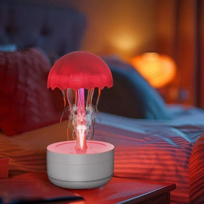 Stylish jellyfish-inspired humidifier and essential oil diffuser with 7-color LED lights for a soothing, relaxing atmosphere