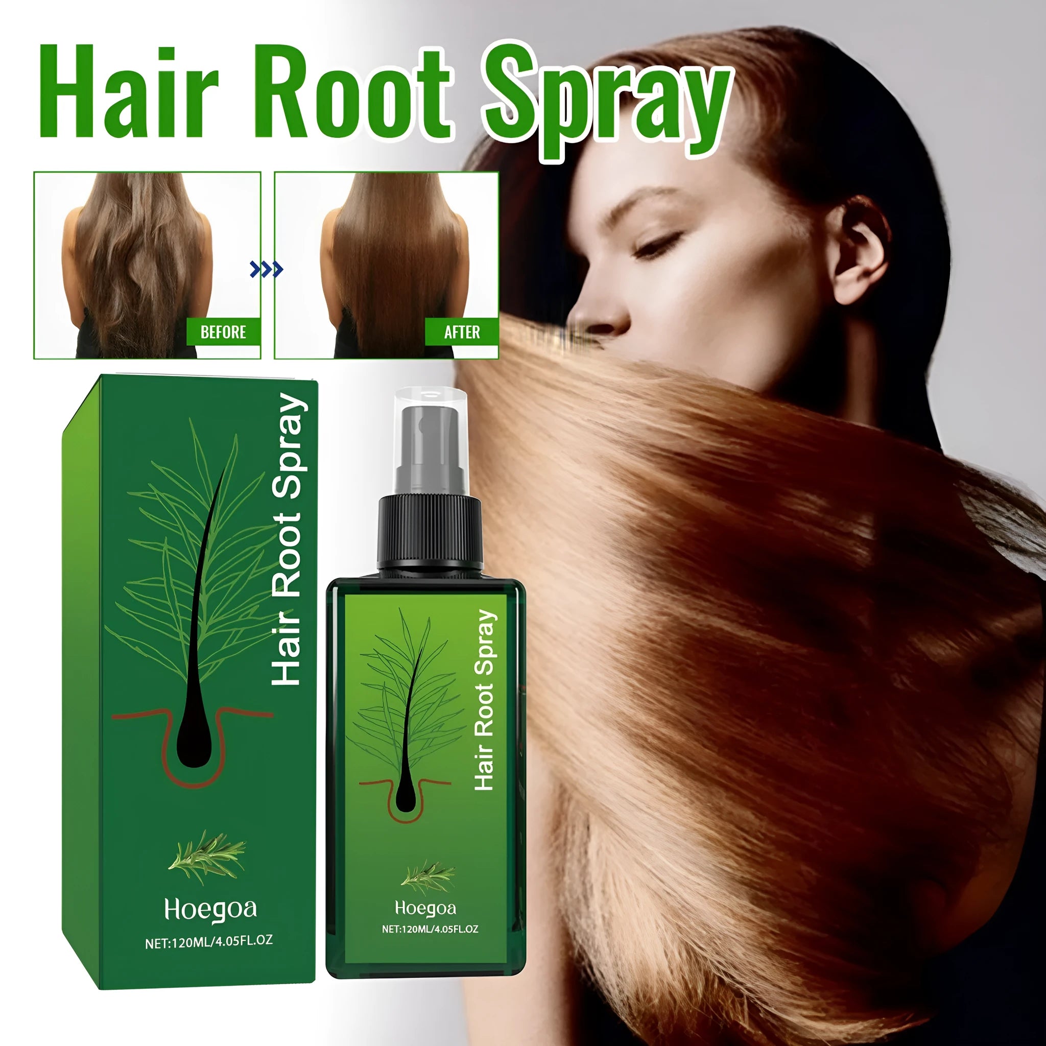 Rosemary Dense Hair Essential Oil Spray bottle, 120ml capacity.